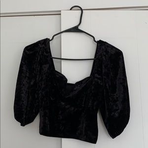 Urban outfitters black velvet crop blouse